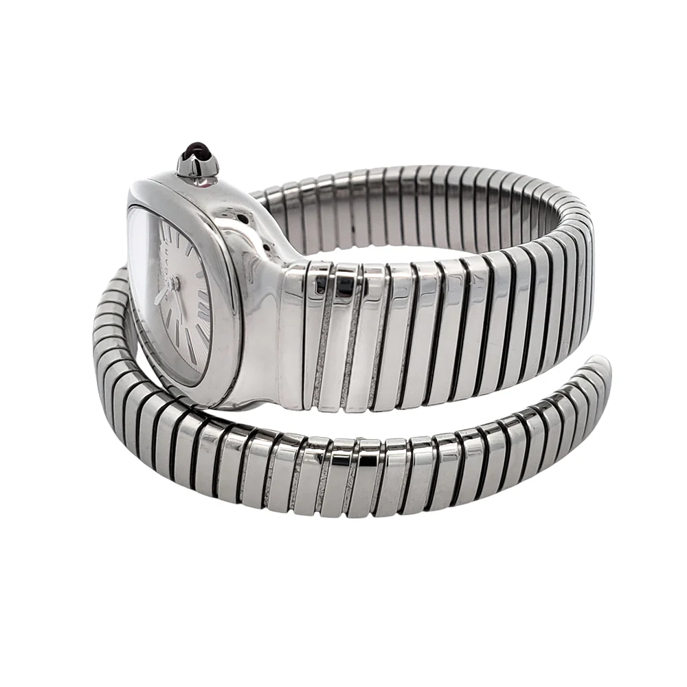 Bvlgari Serpenti Tubogas 35mm Silver Dial Stainless Steel Watch SP 35S 102826 - Image 4