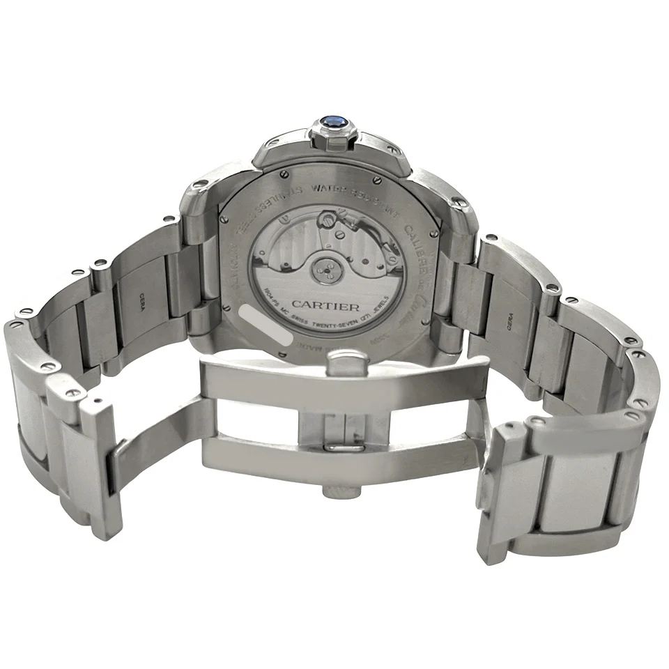 Calibre De Cartier 42mm Black Dial Stainless Steel Watch 3389 - Image 4
