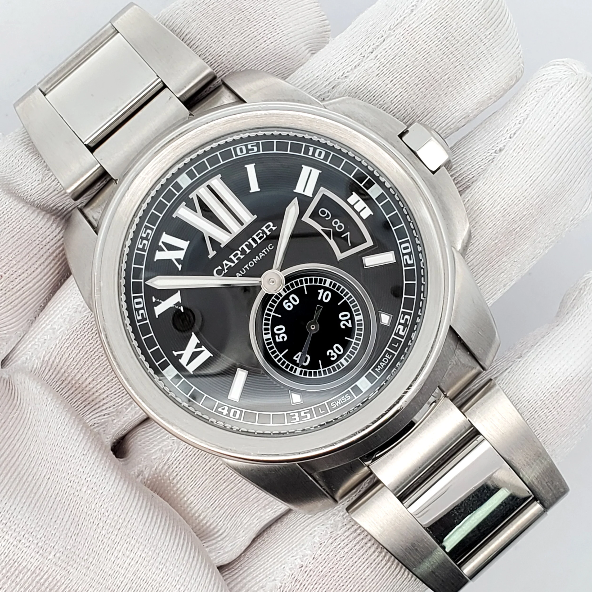 Calibre De Cartier 42mm Black Dial Stainless Steel Watch W7100015 3389 - Image 2
