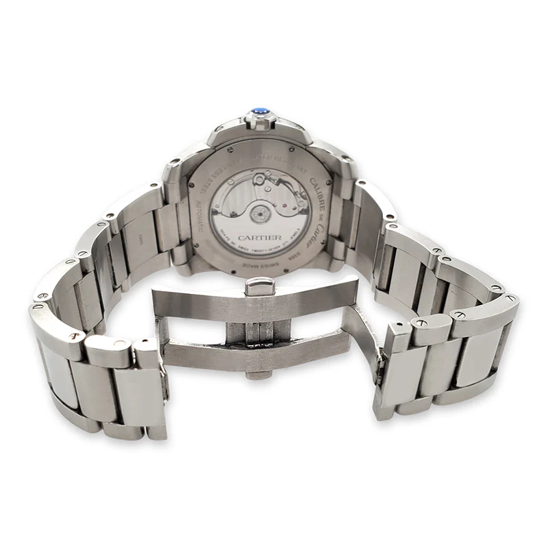 Calibre De Cartier 42mm Silver Dial Stainless Steel Watch 3389 Box Papers - Image 5