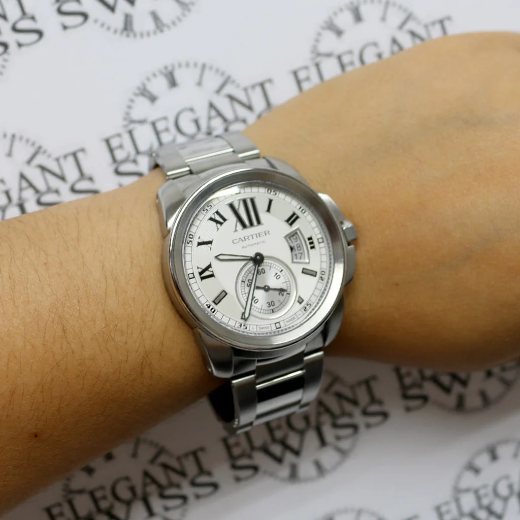 Calibre de Cartier 42MM Silver Roman Dial Automatic Stainless Steel Mens Watch W7100015 - Image 5