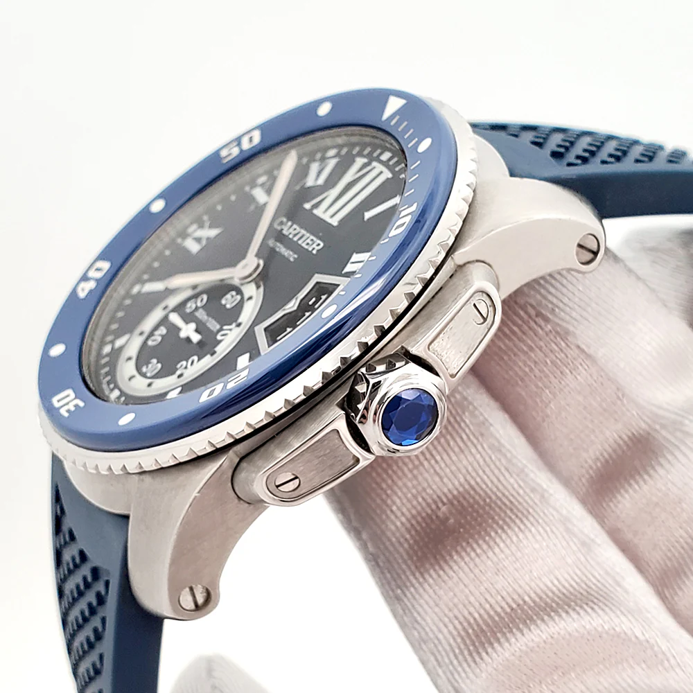 Calibre de Cartier Diver 44mm Blue Bezel/Roman Dial Steel Watch 3729 W7100056 - Image 3