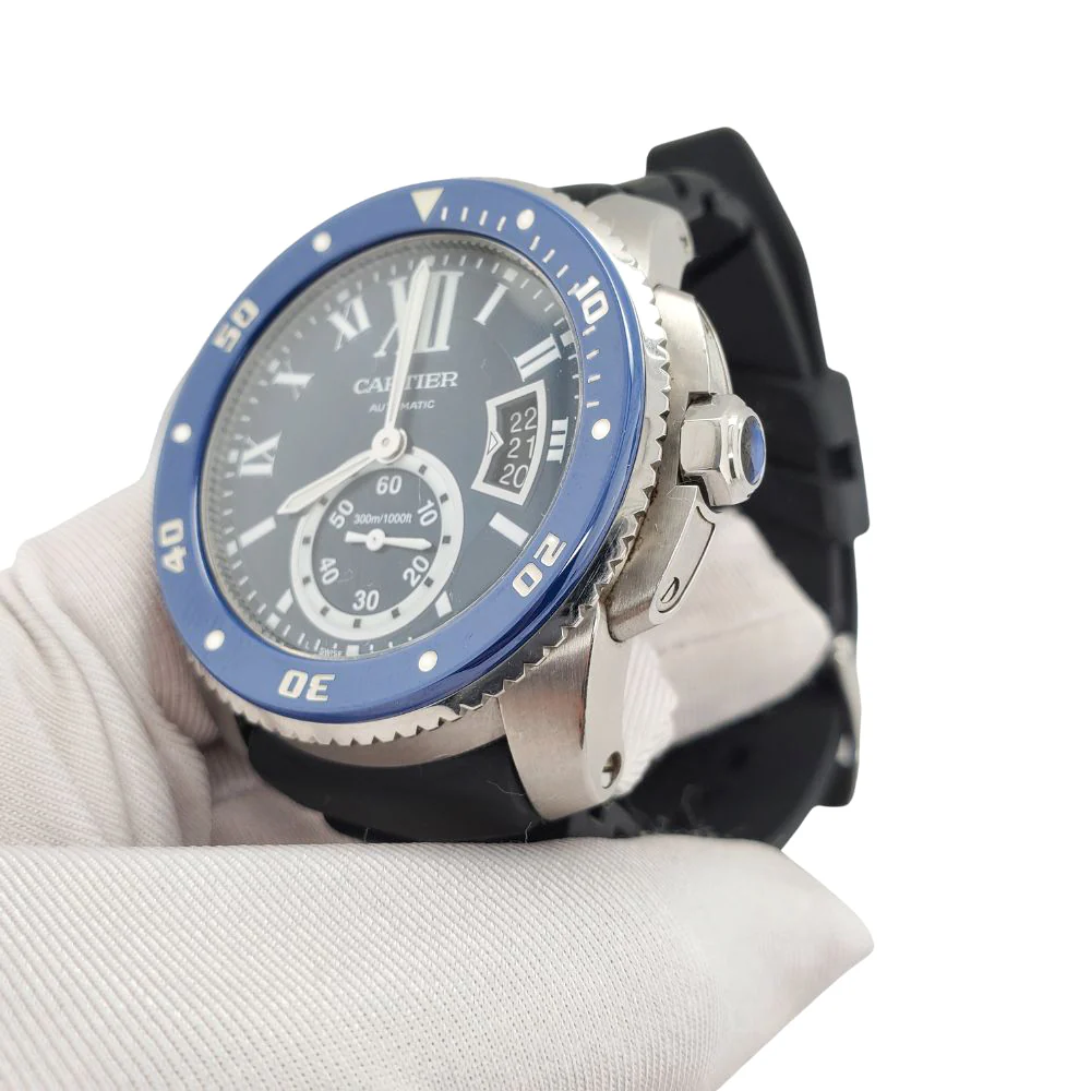 Calibre de Cartier Diver 44mm Blue Ceramic Bezel/Roman Dial Steel Watch 3729 - Image 2
