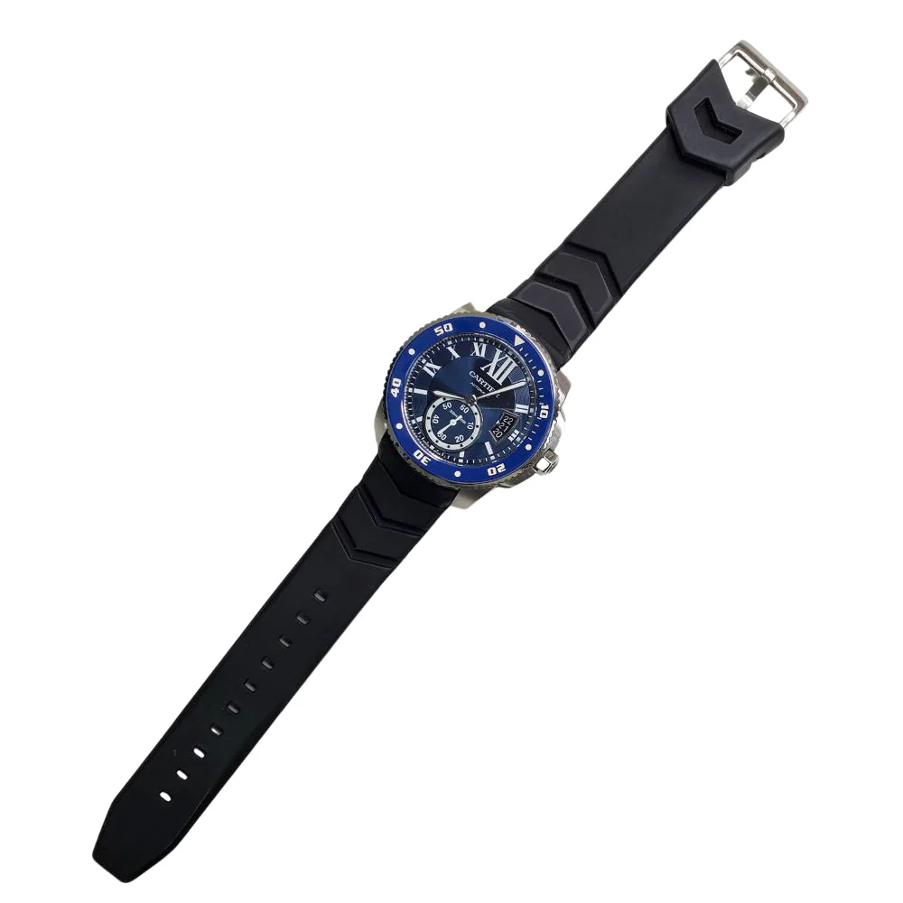 Calibre de Cartier Diver 44mm Blue Ceramic Bezel/Roman Dial Steel Watch 3729 - Image 6