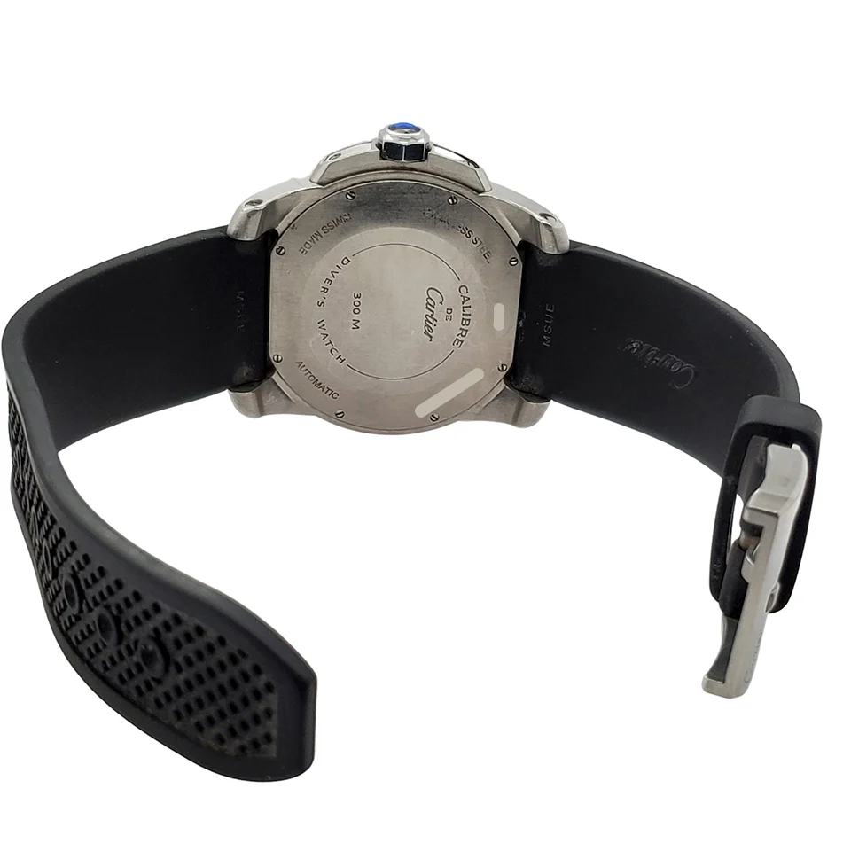 Calibre de Cartier Diver Black Roman Dial 42mm Steel Watch W7100056 3729 - Image 5