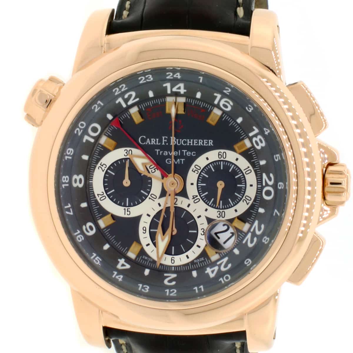 CARL BUCHERER Patravi TravelTec Black Dial Men's 10620 Watch w/Box&Booklet - Image 4