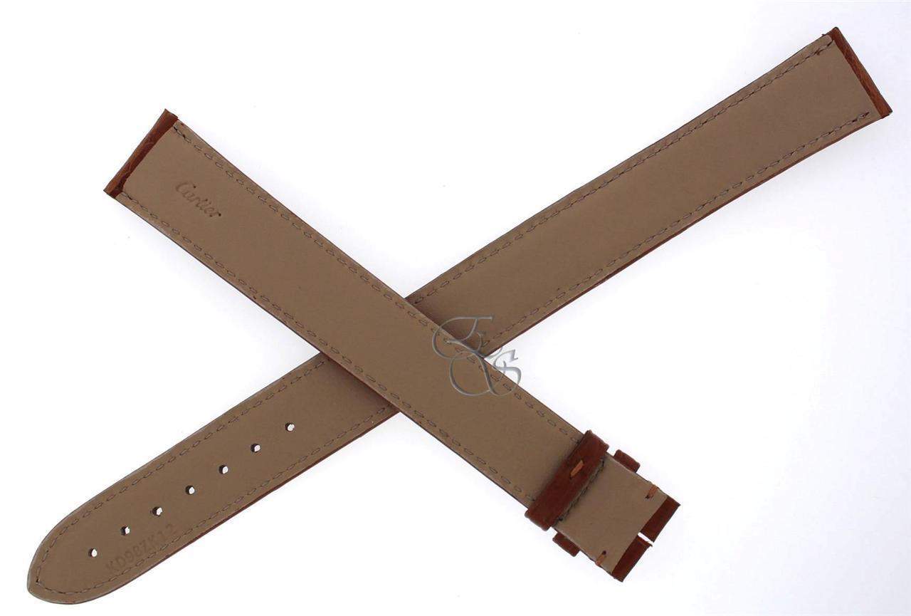 Cartier Alligator Leather Brown/Gold 20mm EXTRA LONG Watch Strap Band KD98ZK12 - Image 3