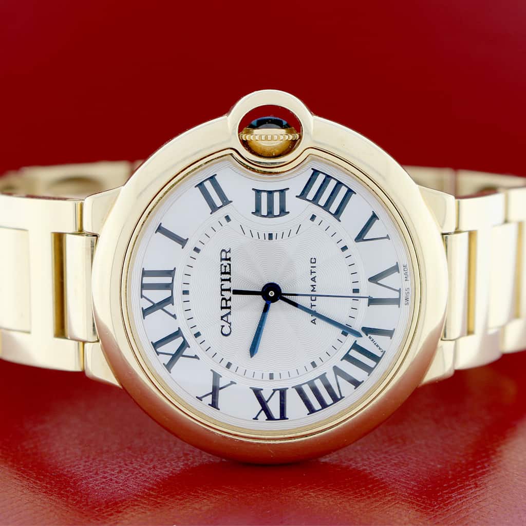 Cartier Ballon Bleu 18K Yellow Gold 36MM Medium Silver Roman Dial Automatic Mens Watch W69003Z2 - Image 2