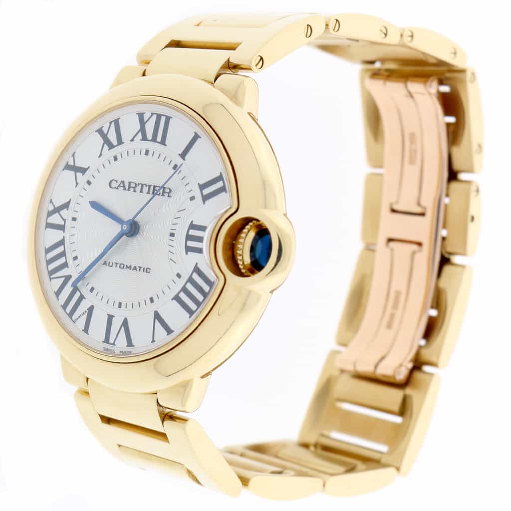 Cartier Ballon Bleu 18K Yellow Gold 36MM Medium Silver Roman Dial Automatic Mens Watch W69003Z2 - Image 3