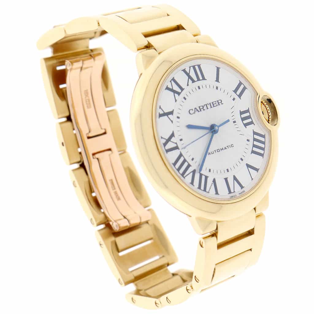 Cartier Ballon Bleu 18K Yellow Gold 36MM Medium Silver Roman Dial Automatic Mens Watch W69003Z2 - Image 4