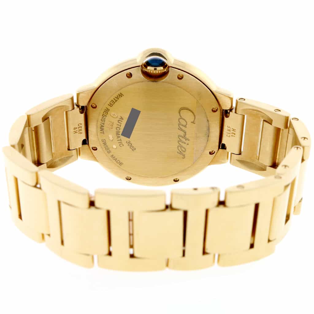 Cartier Ballon Bleu 18K Yellow Gold 36MM Medium Silver Roman Dial Automatic Mens Watch W69003Z2 - Image 6