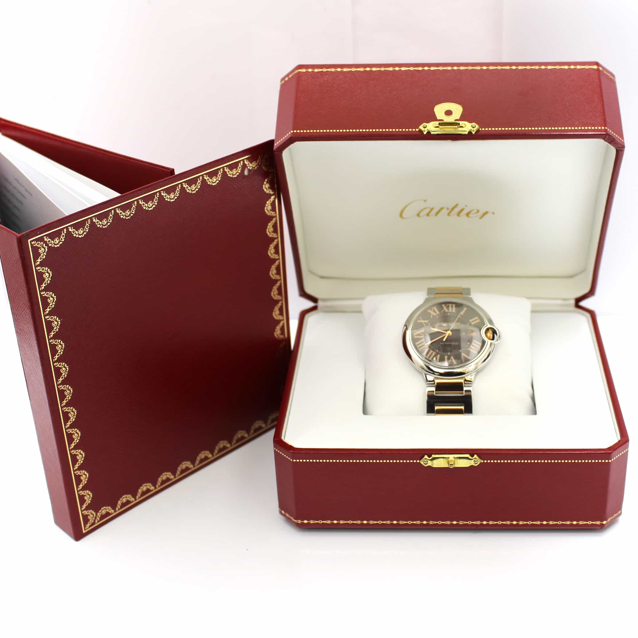 Cartier Ballon Bleu 2-Tone 18K Rose Gold & Stainless Steel Chocolate Dial Automatic Mens Watch W6920032 - Image 3