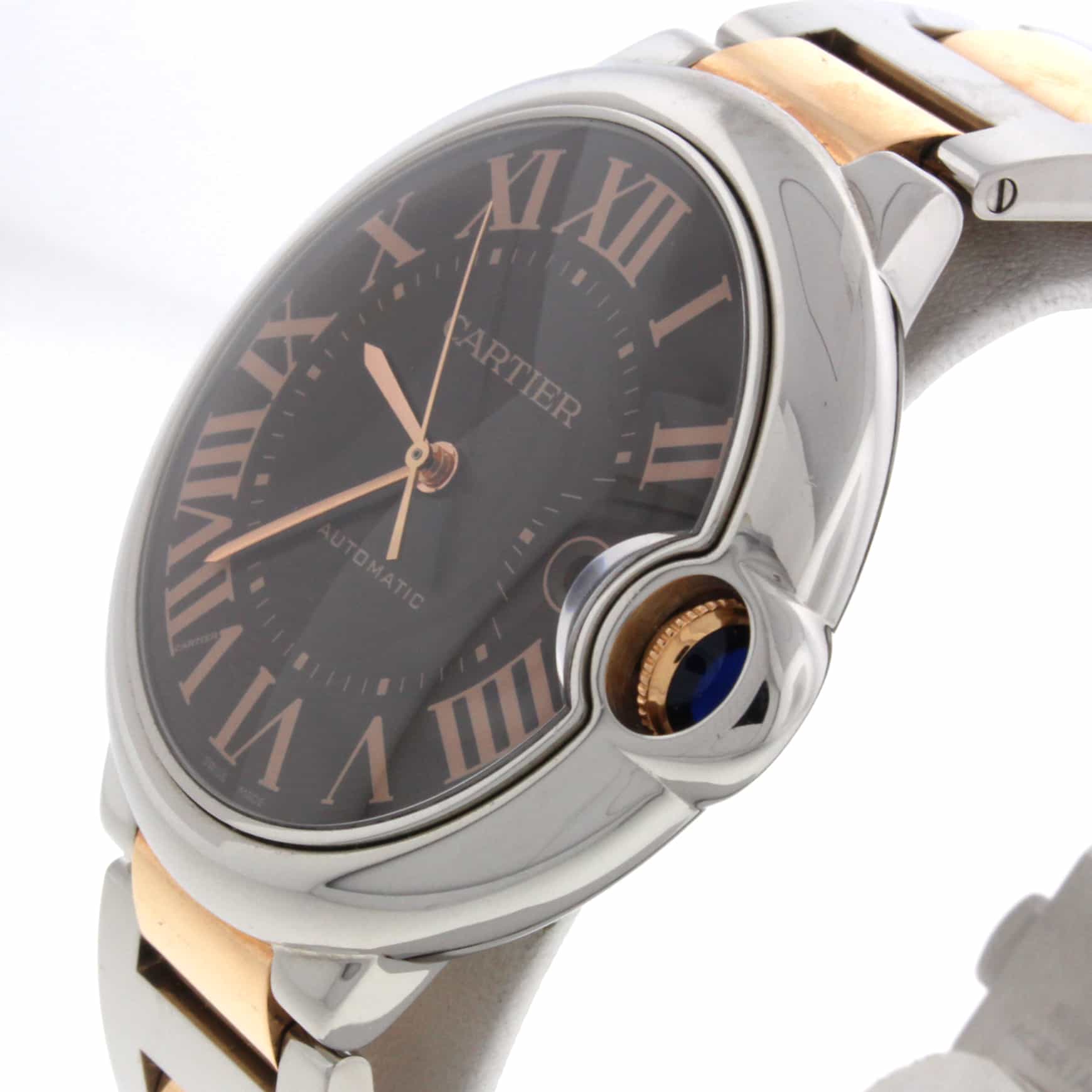 Cartier Ballon Bleu 2-Tone 18K Rose Gold & Stainless Steel Chocolate Dial Automatic Mens Watch W6920032 - Image 5