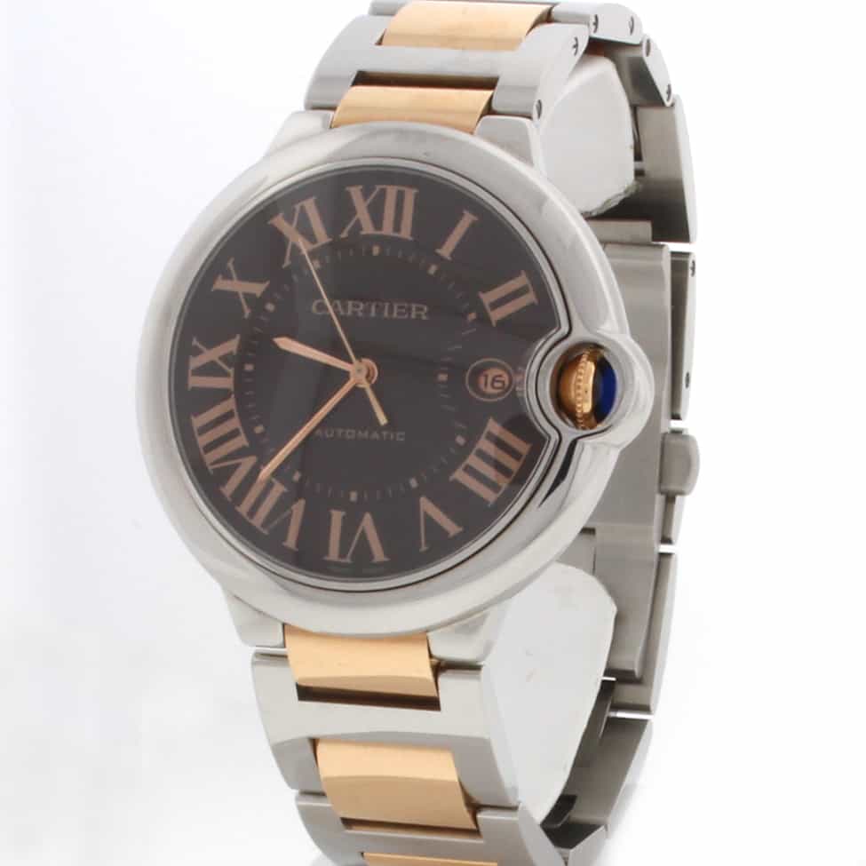 Cartier Ballon Bleu 2-Tone 18K Rose Gold & Stainless Steel Chocolate Dial Automatic Mens Watch W6920032 - Image 6