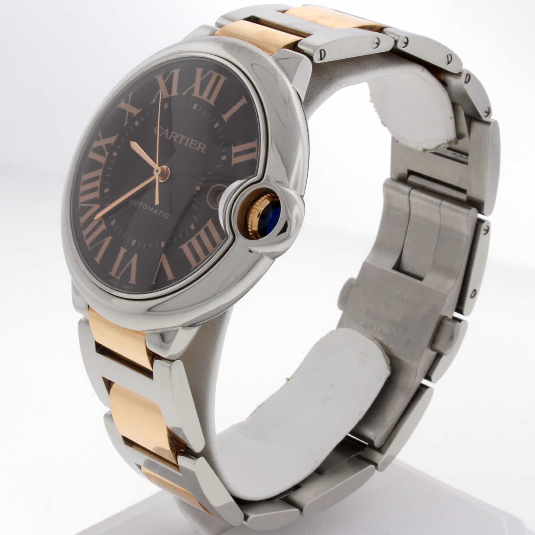 Cartier Ballon Bleu 2-Tone 18K Rose Gold & Stainless Steel Chocolate Dial Automatic Mens Watch W6920032 - Image 7