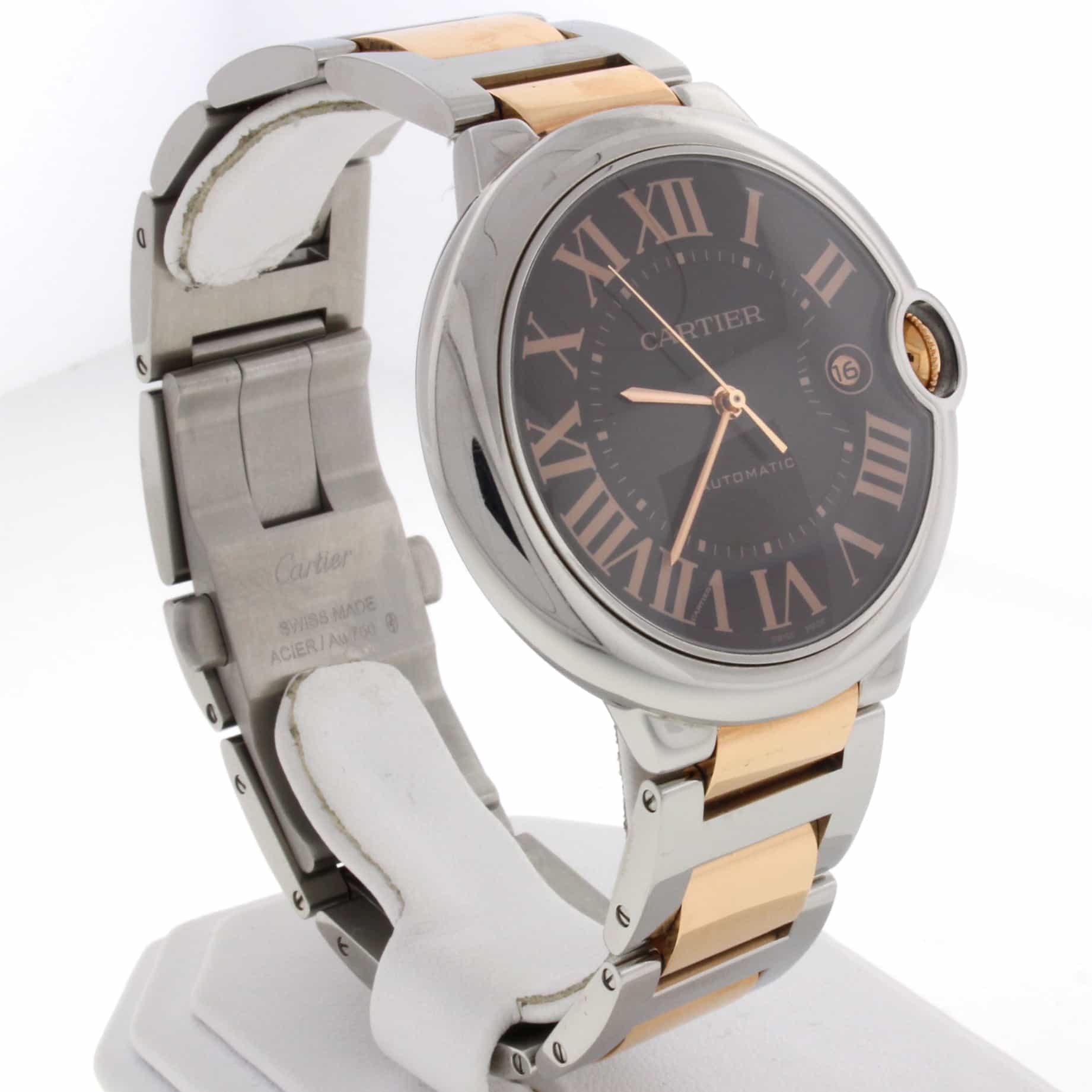 Cartier Ballon Bleu 2-Tone 18K Rose Gold & Stainless Steel Chocolate Dial Automatic Mens Watch W6920032 - Image 8