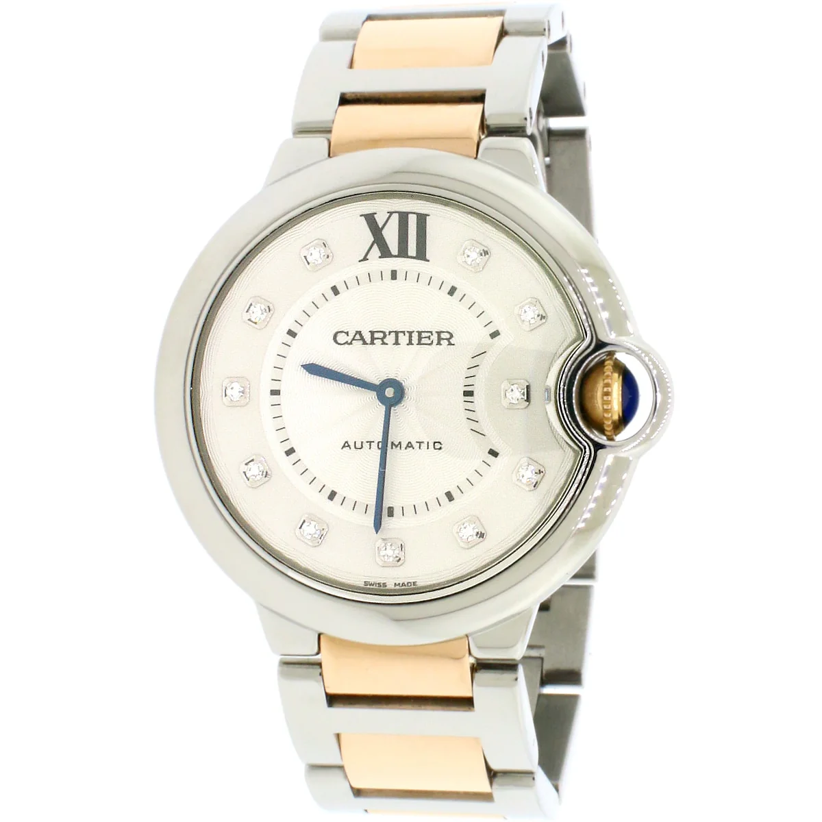 Cartier Ballon Bleu 2-Tone 18K Rose Gold & Steel Factory Diamond Dial 36mm Watch W3BB0018 Box & Papers