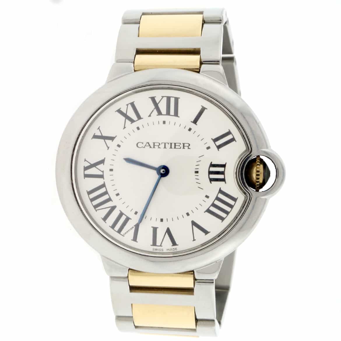 Cartier Ballon Bleu 2-Tone 18K Yellow Gold & Stainless Steel 36MM Mens Watch W69008Z3