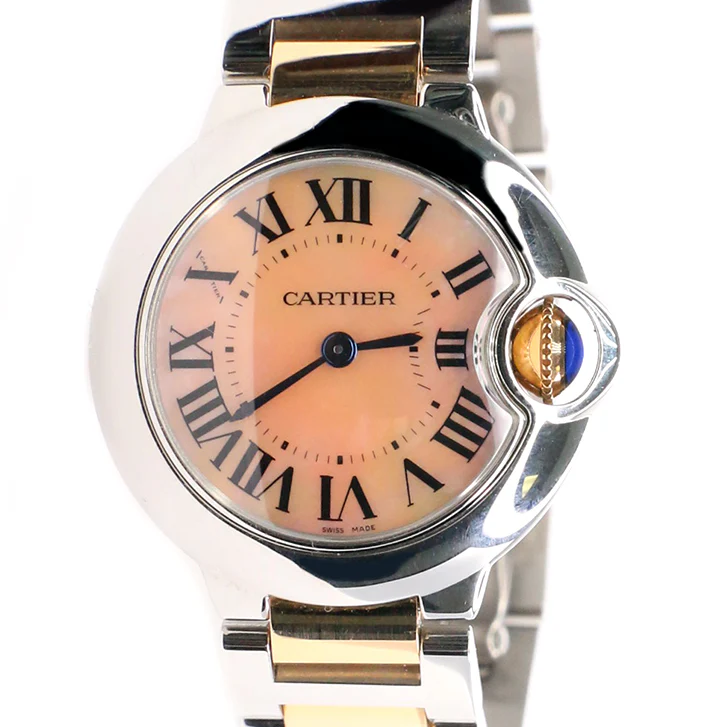 Cartier Ballon Bleu 28MM 2-Tone Factory Pink MOP Roman Dial Watch Box Papers - Image 2