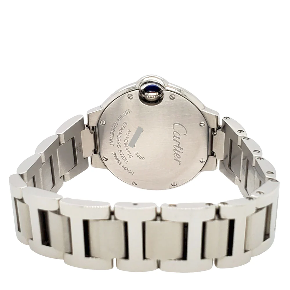 Cartier Ballon Bleu 33MM Factory Silver Diamond Dial Stainless Steel Watch 3489 - Image 4
