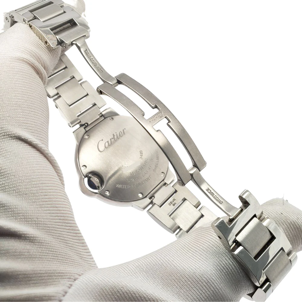 Cartier Ballon Bleu 33MM Factory Silver Diamond Dial Stainless Steel Watch 3489 - Image 5
