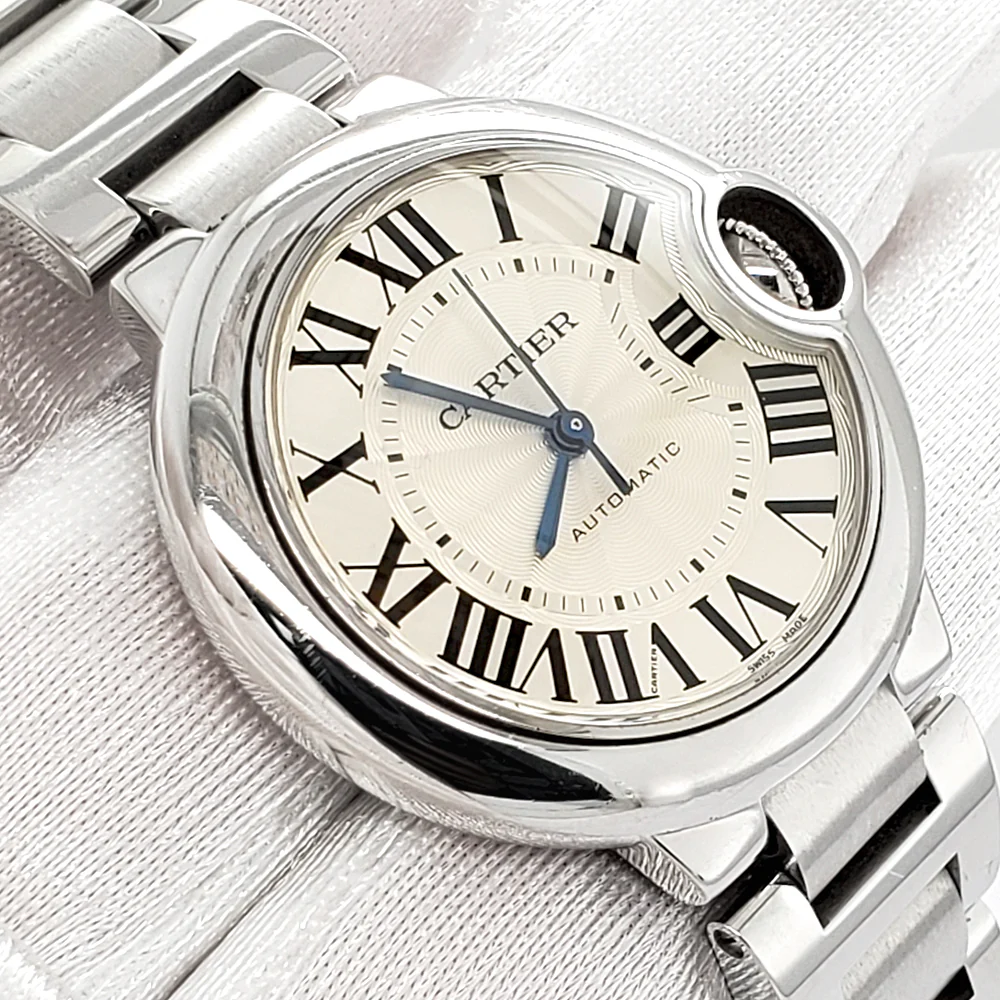 Cartier Ballon Bleu 33mm Silver Roman Dial Stainless Steel Watch W6920071 3489 - Image 2
