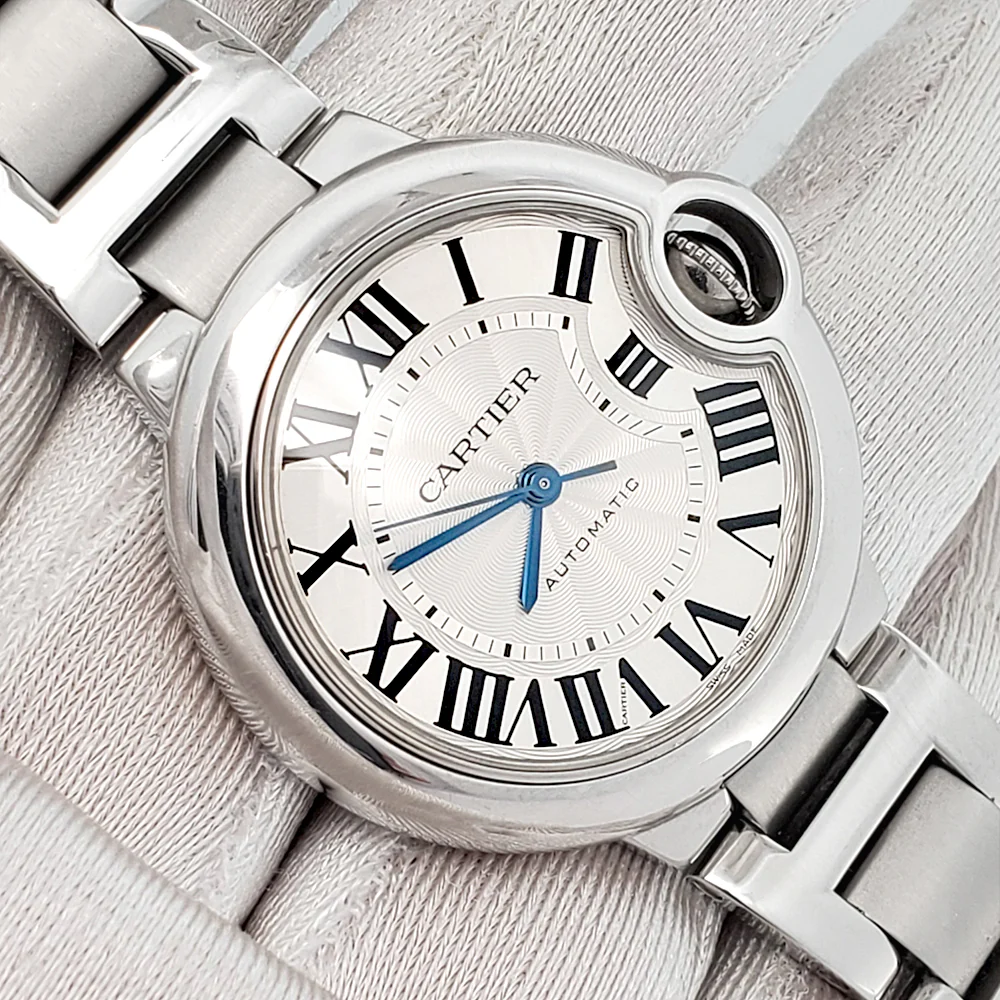 Cartier Ballon Bleu 33mm Silver Roman Dial Stainless Steel Watch W6920071 3489 Papers - Image 2