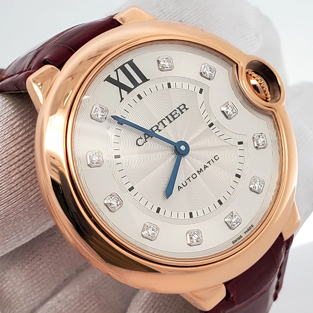 Cartier Ballon Bleu 36mm Diamond Dial Rose Gold Watch WE902026 3003 Box - Image 3