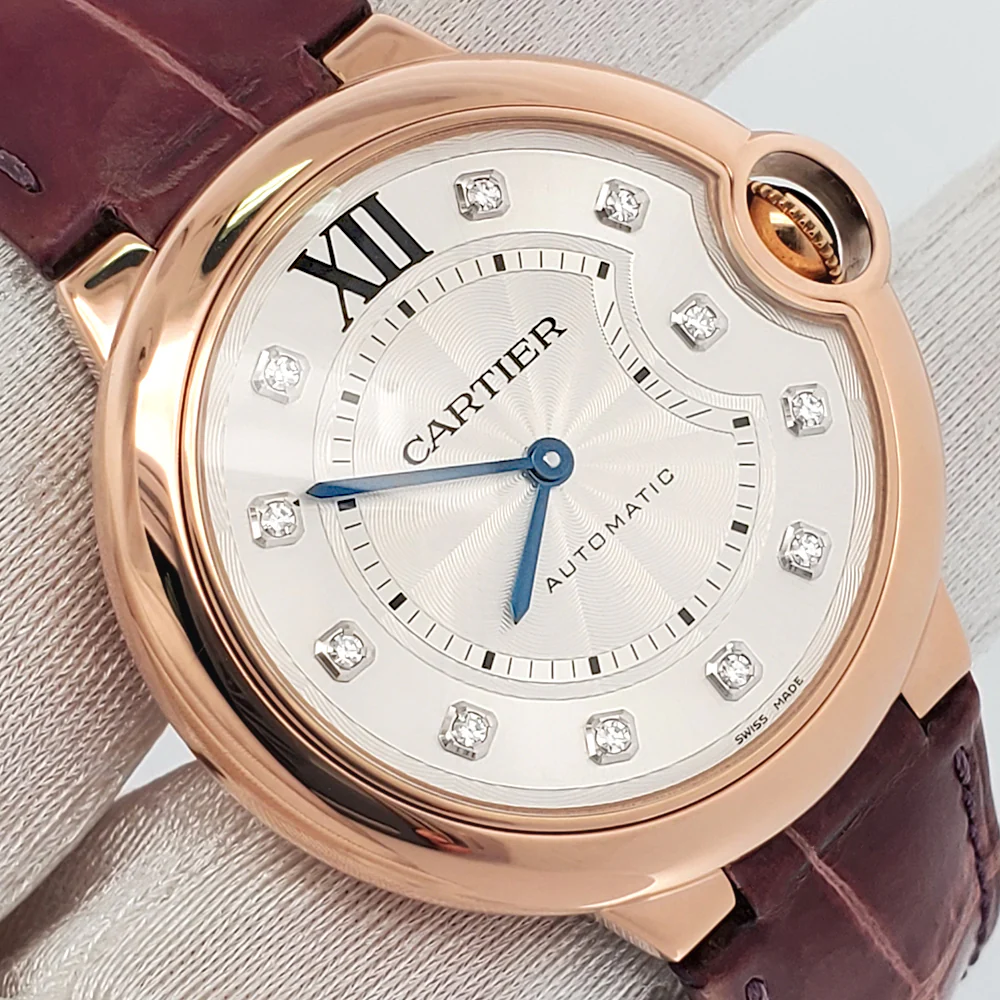 Cartier Ballon Bleu 36mm Diamond Dial Rose Gold Watch WE902028 3003 Box Booklet - Image 2