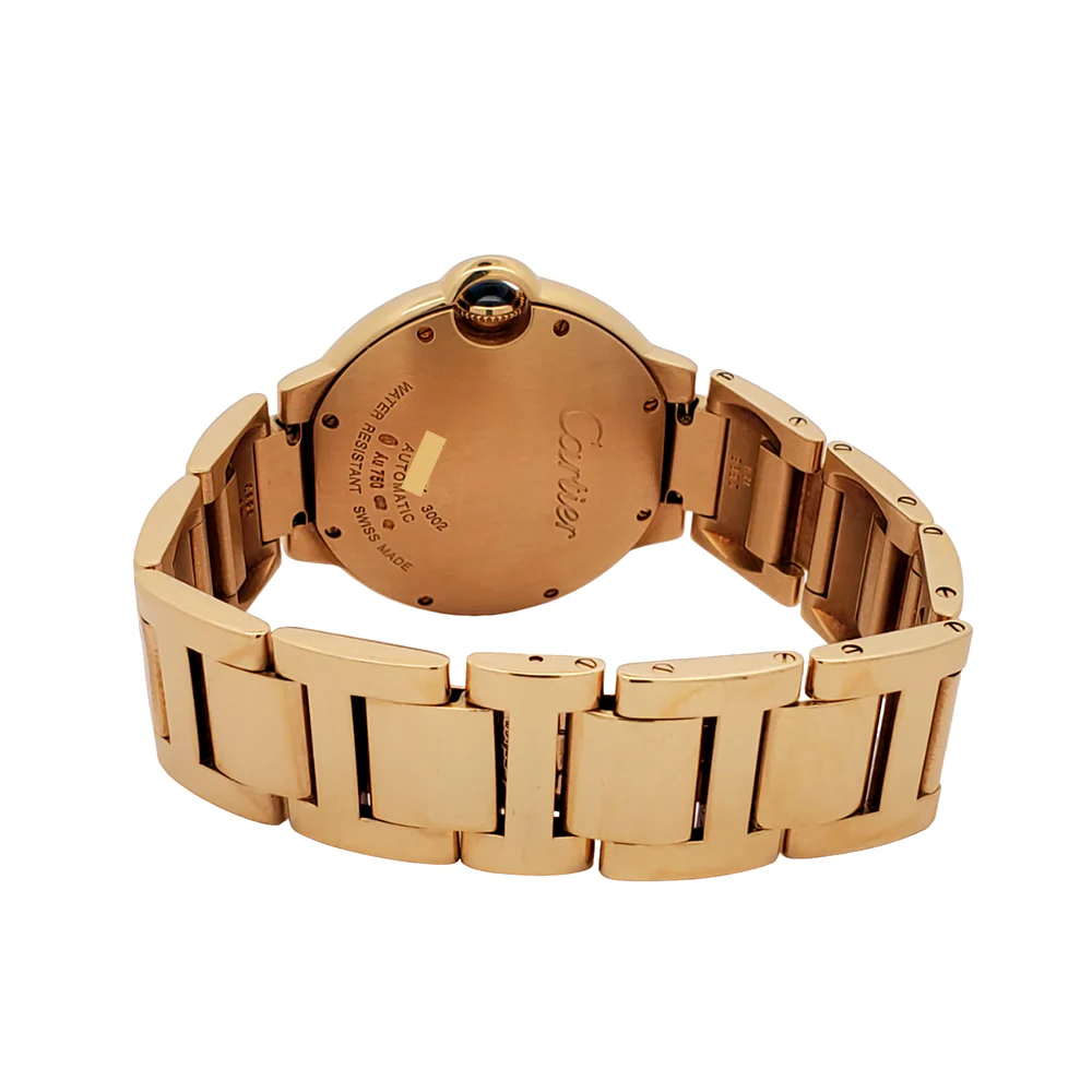 Cartier Ballon Bleu Midsize 36mm Factory Silver Diamond Dial 18K Yellow Gold Watch 3002 WE902027 - Image 7