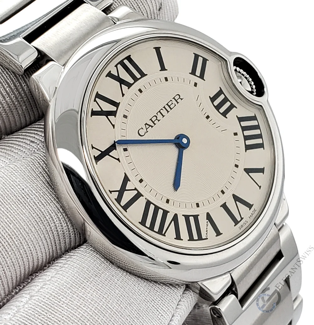 Cartier Ballon Bleu 36mm Silver Dial Quartz Steel Watch W69011Z4 3005 Box Papers