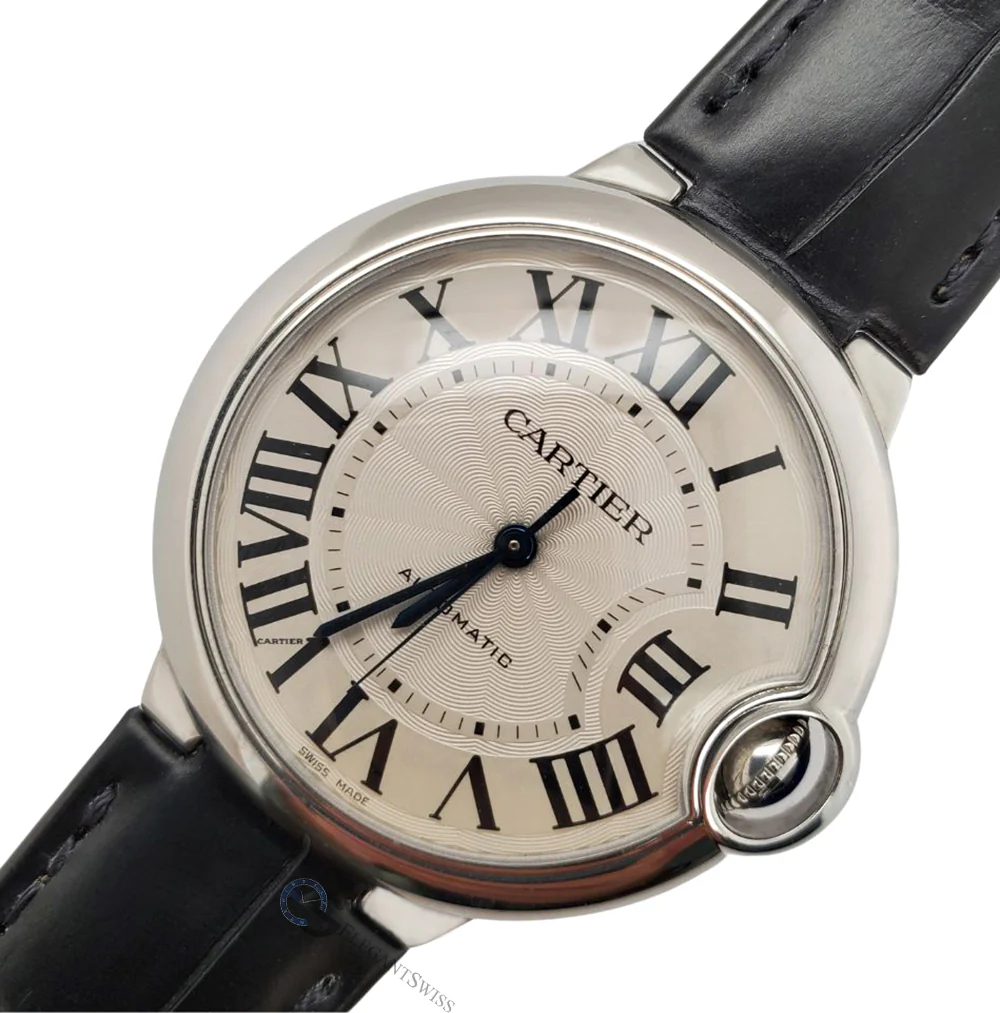Cartier Ballon Bleu 36mm Silver Roman Dial Watch W6920046 3284