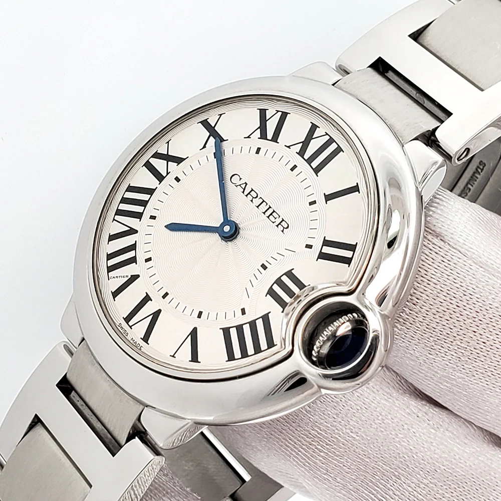 Cartier Ballon Bleu 36mm Silver Roman Dial Quartz Steel Watch W69011Z4 3005 Papers - Image 3