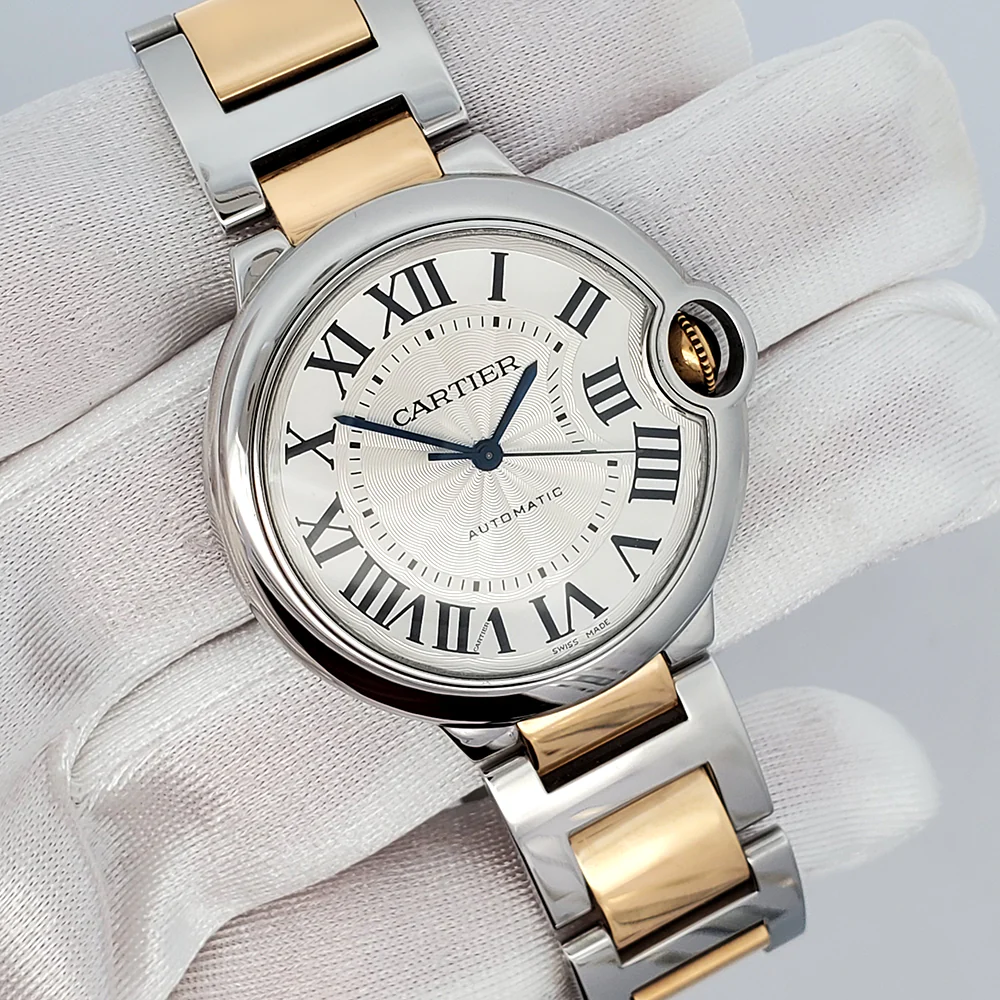 Cartier Ballon Bleu 36mm Silver Roman Dial Yellow Gold/Steel Watch 3284 - Image 3