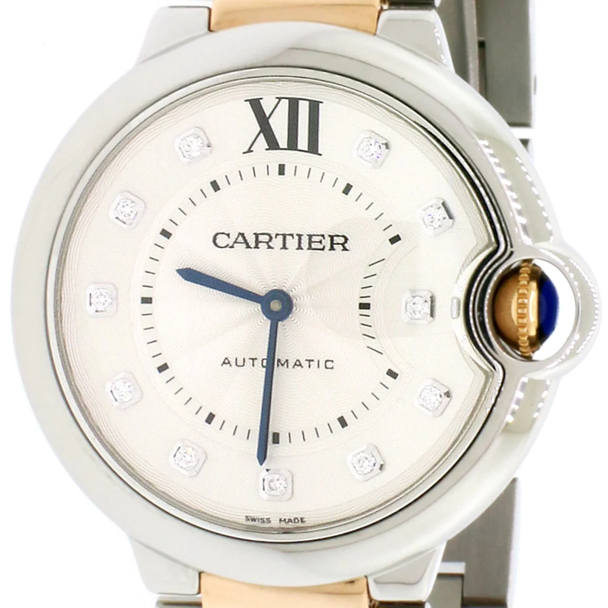 Cartier Ballon Bleu 36mm Steel and Pink Gold Factory Diamond Dial Automatic Watch W3BB0018 w/Box&Papers - Image 3