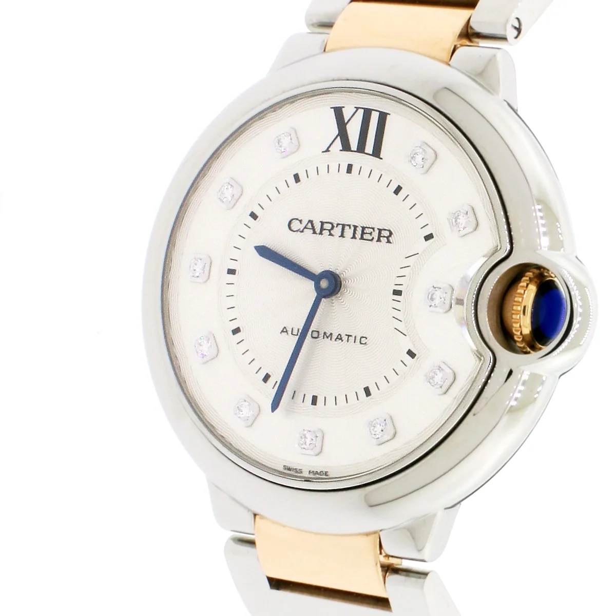 Cartier Ballon Bleu 36mm Steel and Pink Gold Factory Diamond Dial Automatic Watch W3BB0018 w/Box&Papers - Image 7