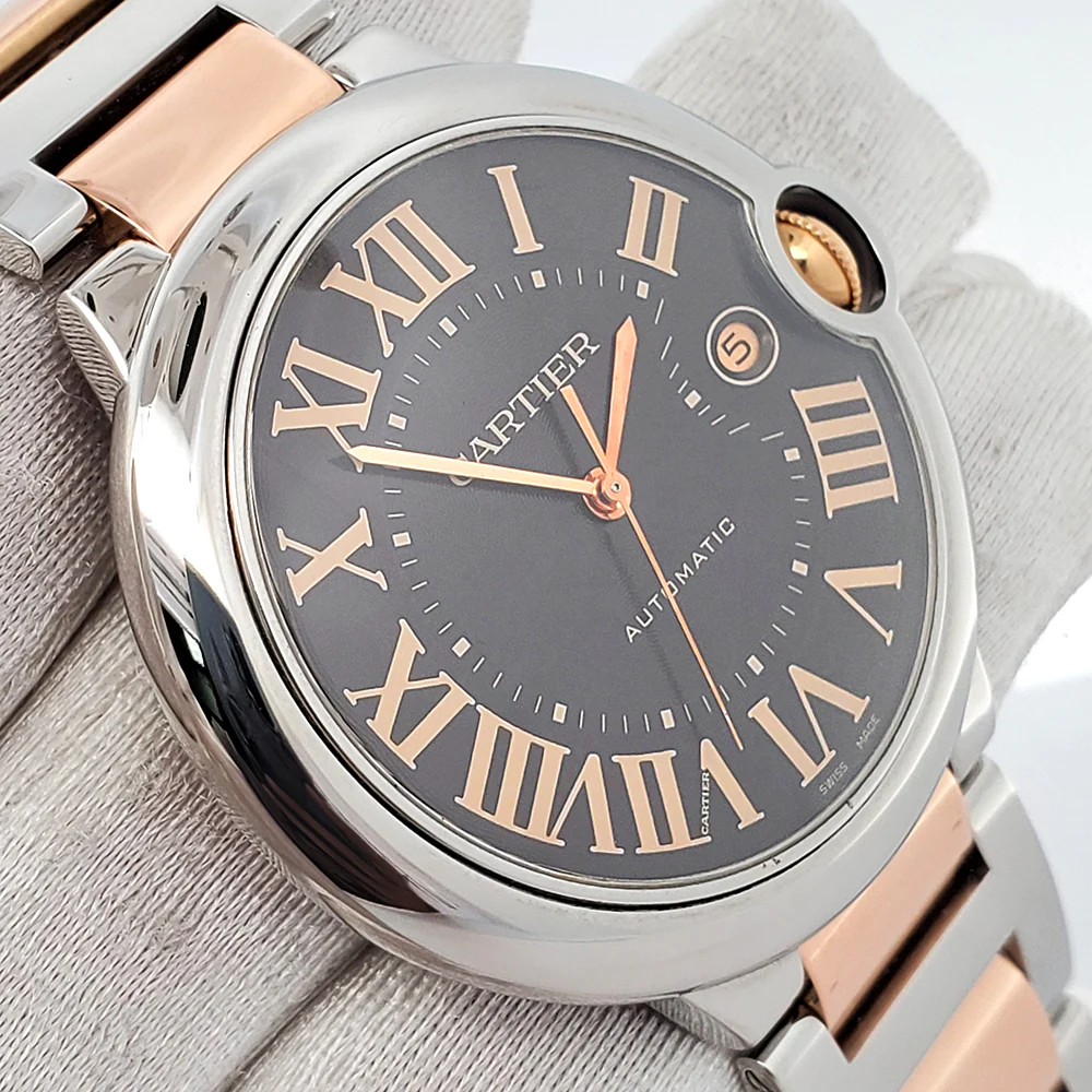 Cartier Ballon Bleu 42mm Chocolate Roman 2-Tone Rose Gold/Steel Watch - Image 2