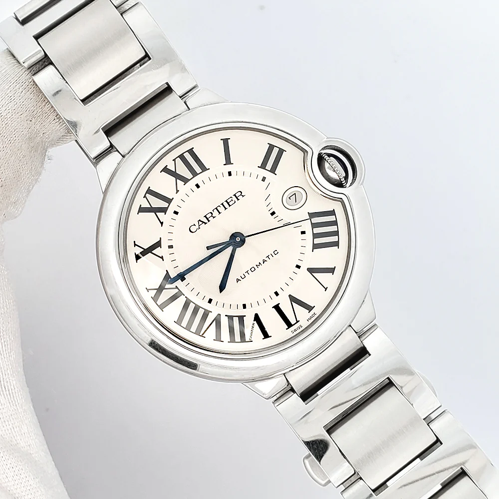 Cartier Ballon Bleu 42mm Silver Roman Steel Watch W69012Z4 3001 - Image 3