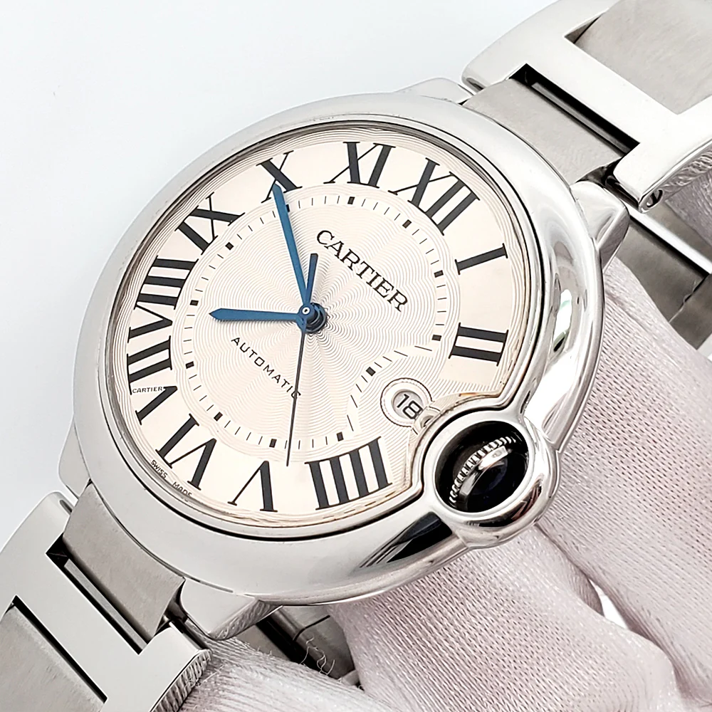 Cartier Ballon Bleu 42mm Silver Roman Steel Watch W69012Z4 3001 Papers - Image 3