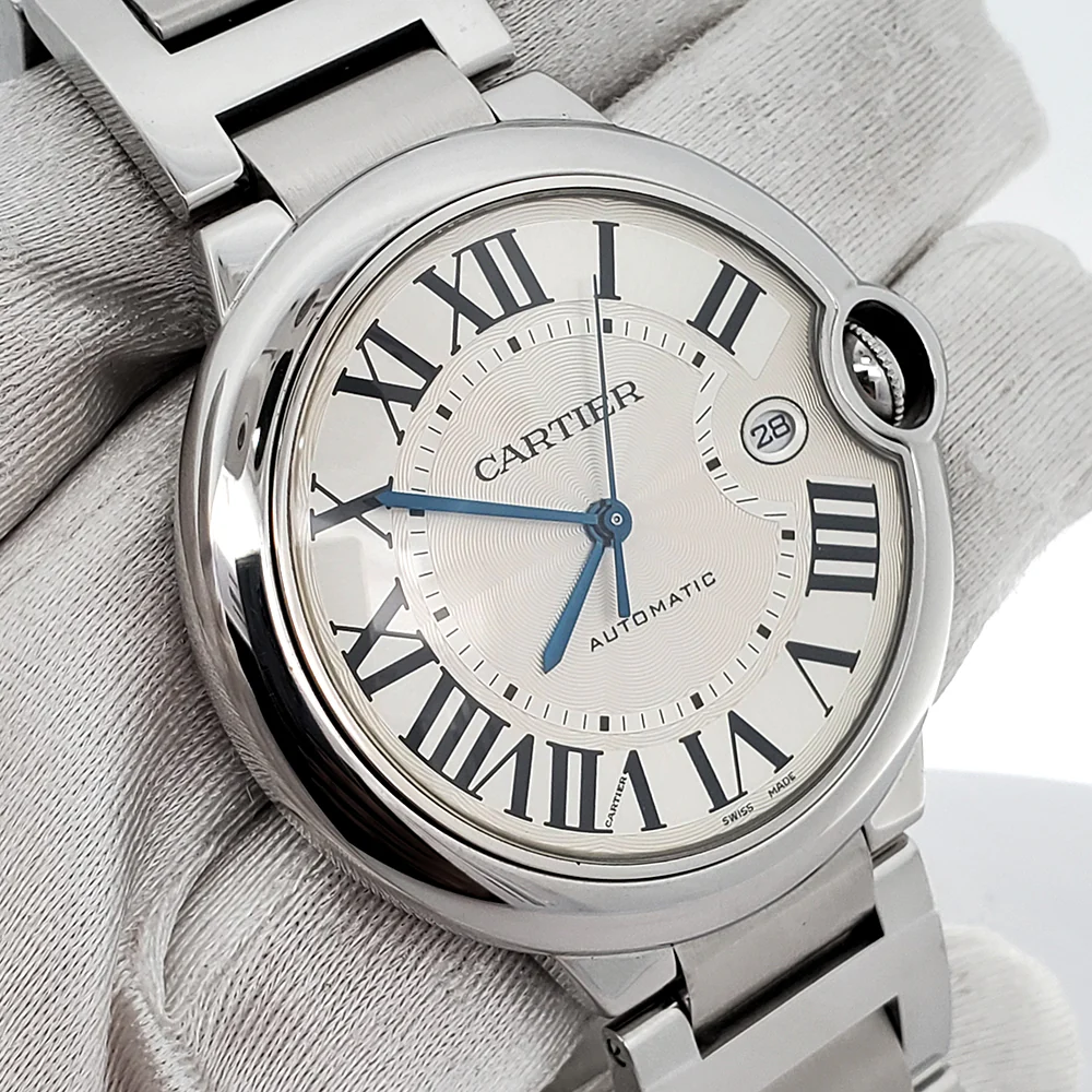 Cartier Ballon Bleu 42mm Silver Roman Steel Watch W69016Z4 3765 Papers - Image 3