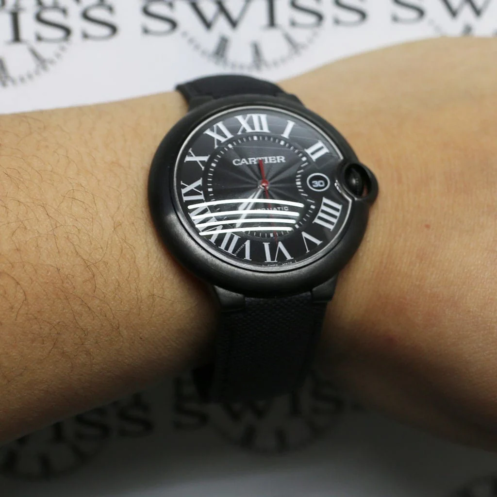 Cartier Ballon Bleu Carbon Large Black Roman Dial 42MM Automatic ADLC & Stainless Steel Mens Watch WSBB0015 - Image 4