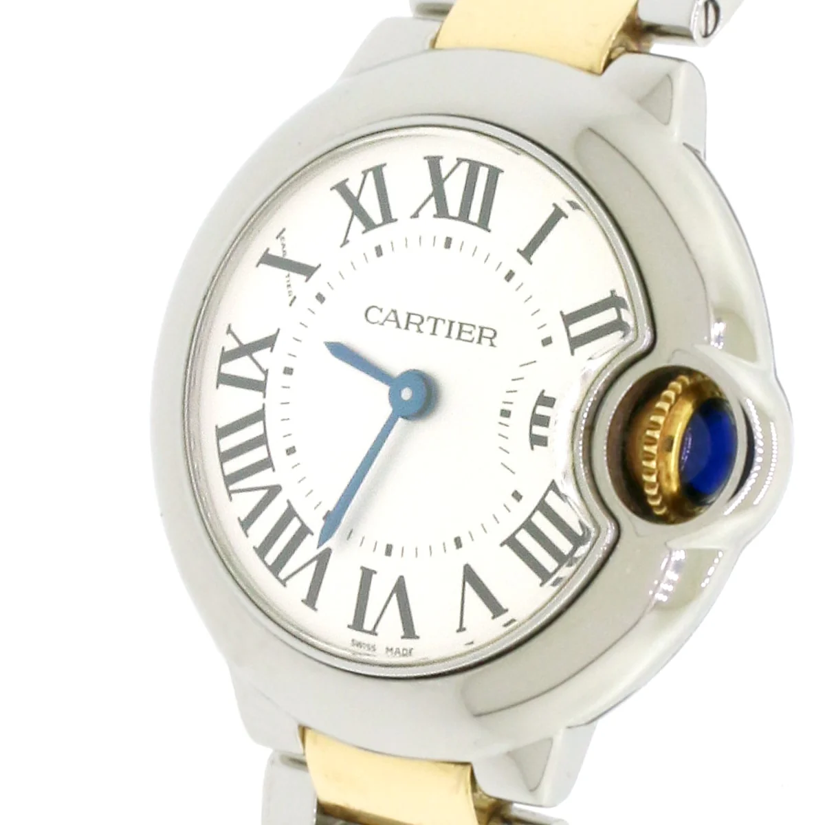 Cartier Ballon Bleu Ladies 2-Tone 18K Yellow Gold & Steel Factory Silver Roman Dial 28mm Watch W2BB0010 Box & Papers - Image 5