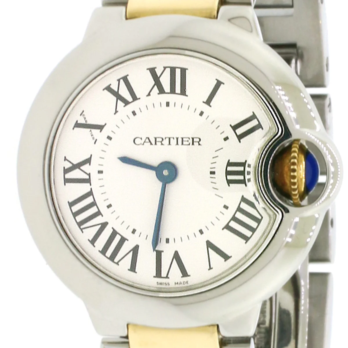 Cartier Ballon Bleu Ladies 2-Tone 18K Yellow Gold & Steel Factory Silver Roman Dial 28mm Watch W2BB0010 Box & Papers - Image 6