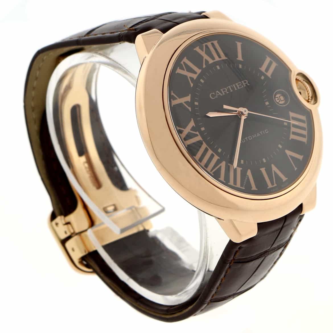 Cartier Ballon Bleu Large 18K Rose Gold 42MM Chocolate Roman Dial Automatic Mens Watch W6900651 - Image 3
