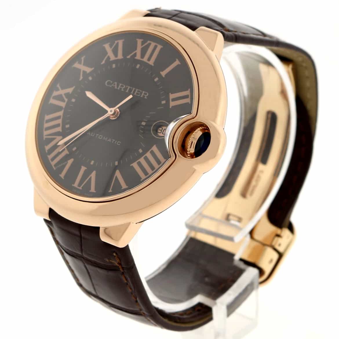 Cartier Ballon Bleu Large 18K Rose Gold 42MM Chocolate Roman Dial Automatic Mens Watch W6900651 - Image 4