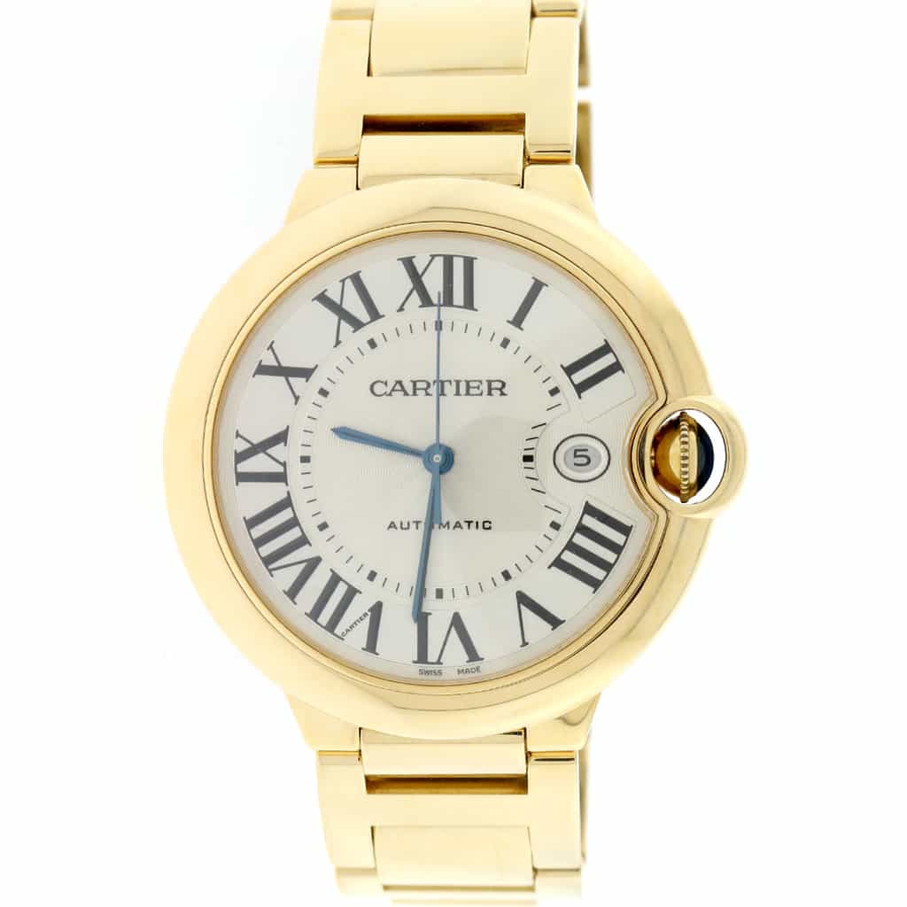 Cartier Ballon Bleu Large 18K Yellow Gold 42MM Roman Dial Automatic Mens Watch W69005Z2