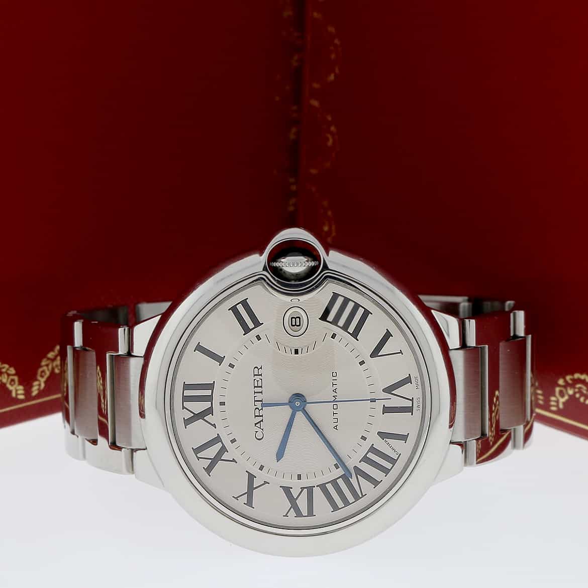 Cartier Ballon Bleu Large Stainless Steel 42MM Silver Roman Dial Automatic Mens Watch W69012Z4 - Image 3