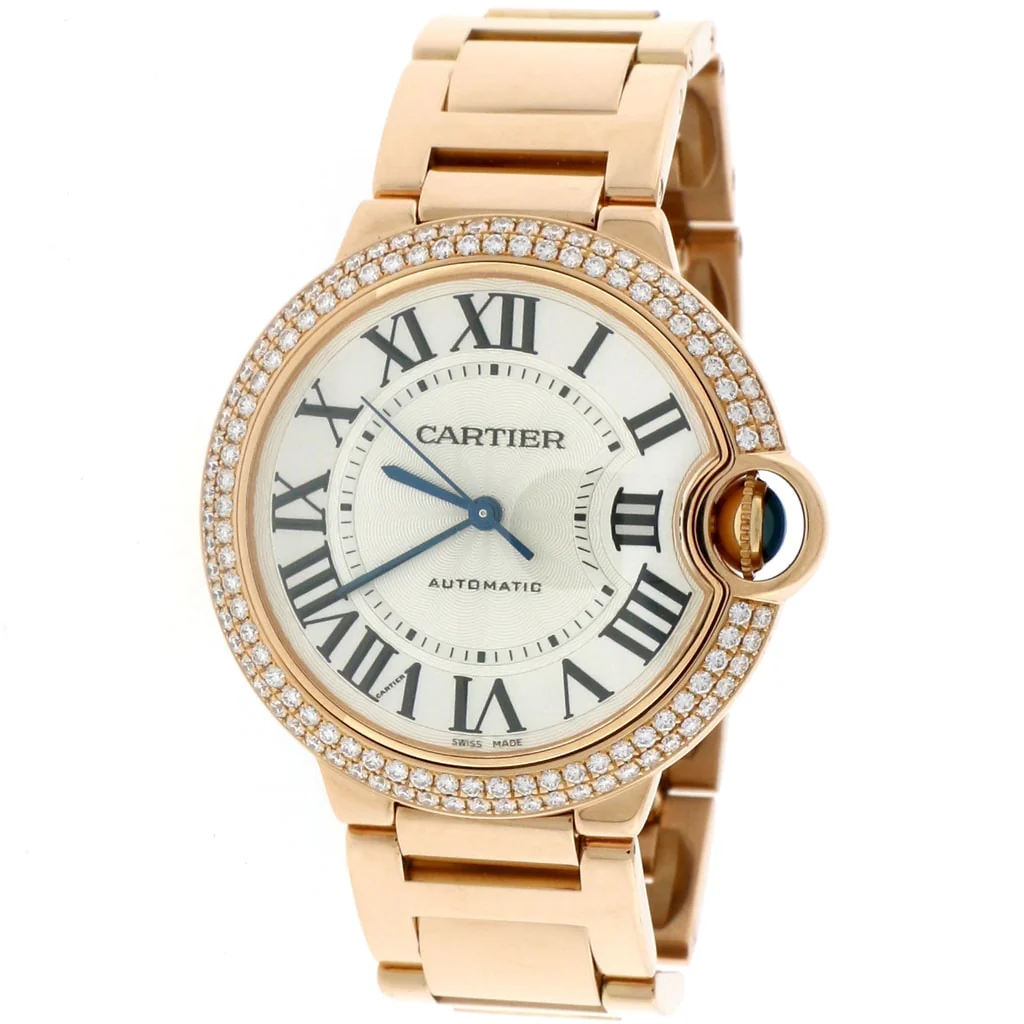 Cartier Ballon Bleu Midsize 18K Pink Gold Original Diamond Bezel 36MM Automatic Watch WE9005Z3