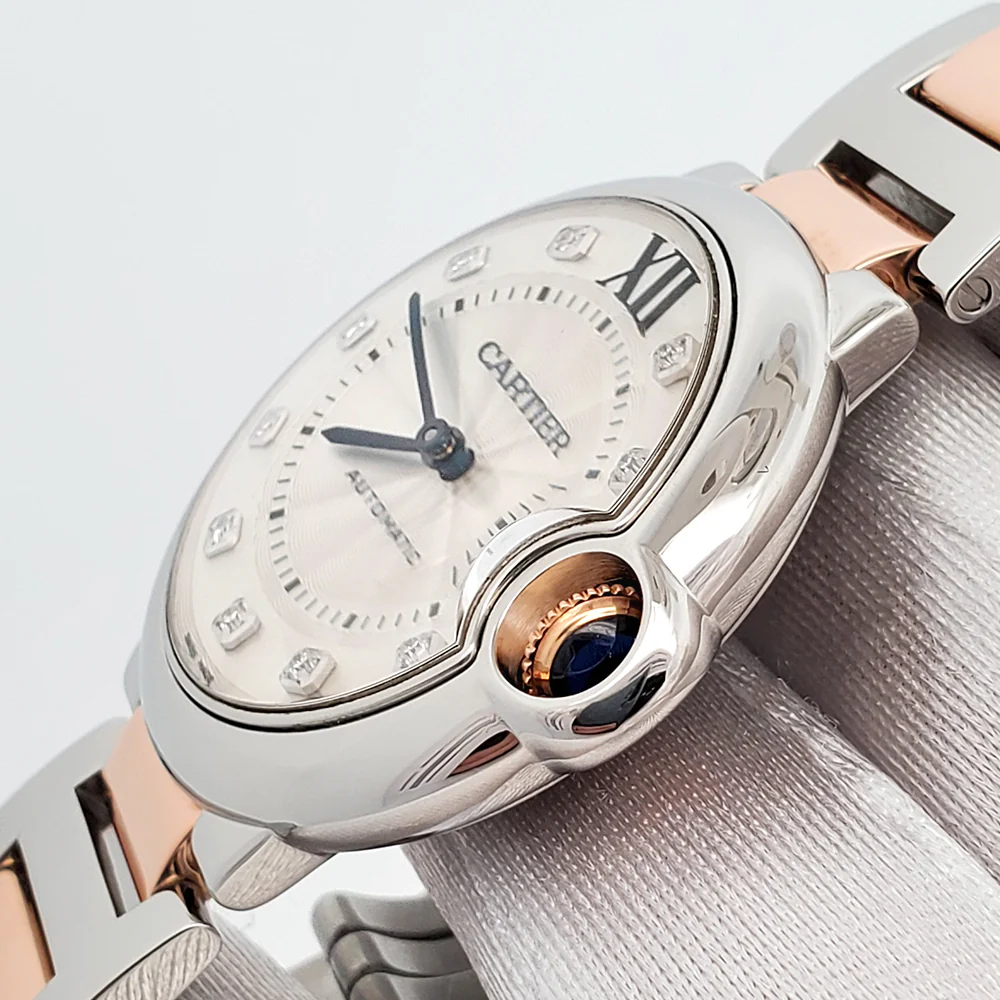 Cartier Ballon Bleu Silver Diamond Dial 36mm Rose Gold/Steel Watch 3284 W3BB0018 - Image 3