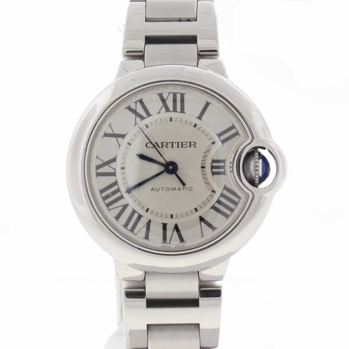 Cartier Ballon Bleu Silver Roman Dial 33MM Stainless Steel Ladies Watch W6920071